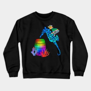 Seahorse Barrell Race Silhouette Art Crewneck Sweatshirt